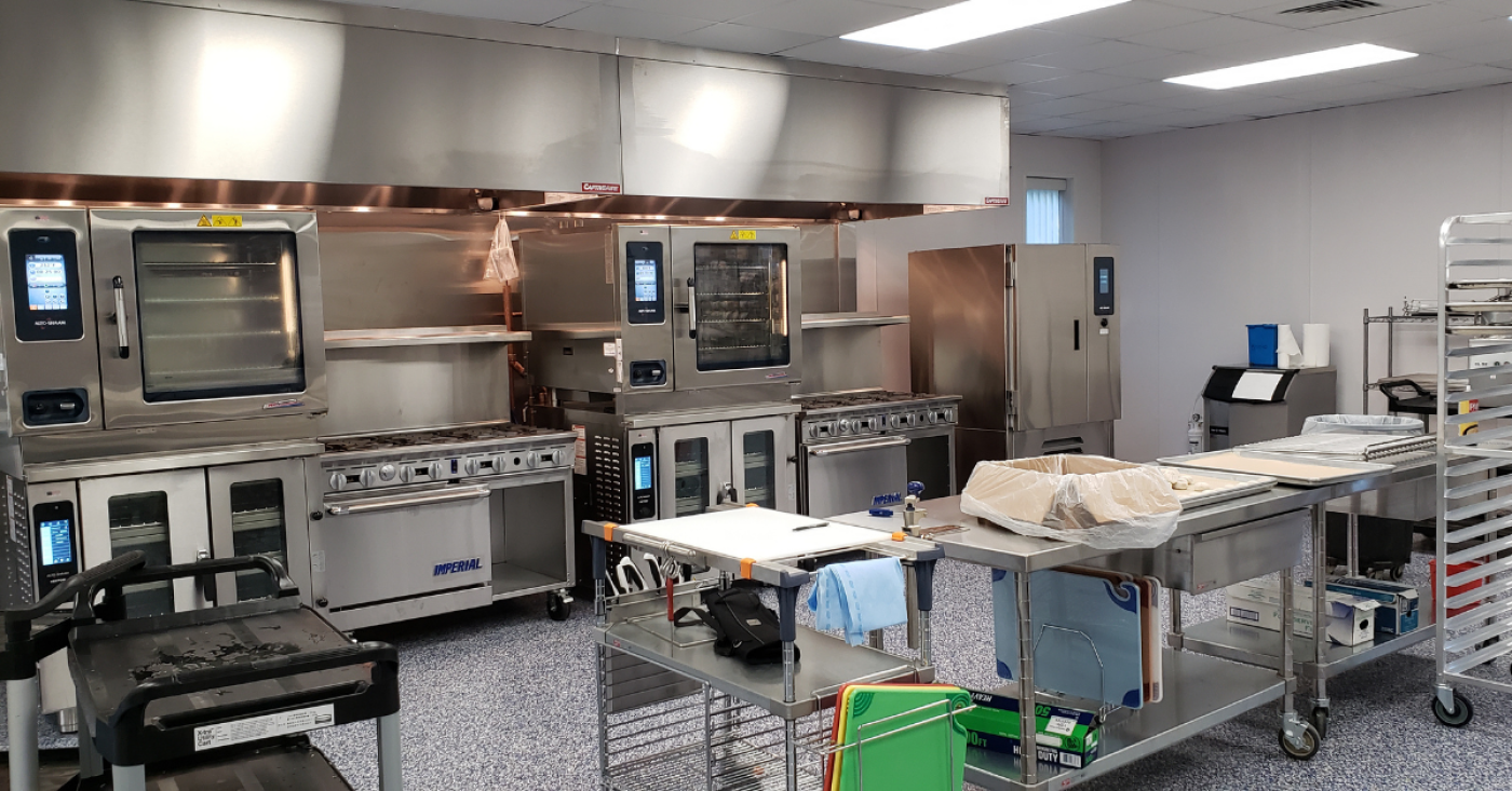 Cooking equipment and prep counter area