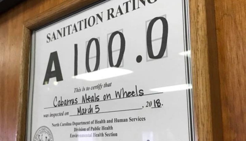 100 Sanitation Rating from the Kannapolis location