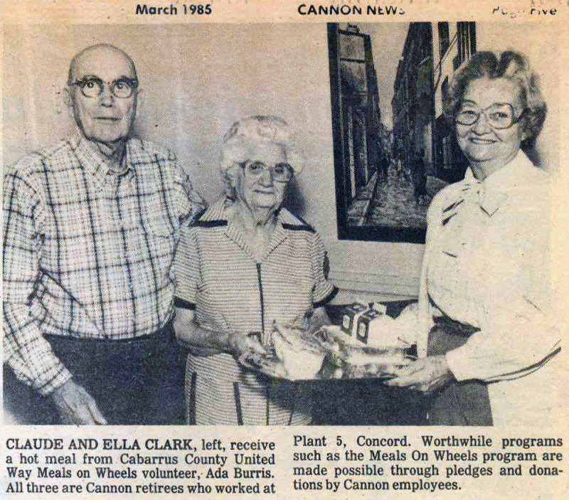 50th Anniversary look back: Newspaper clipping of a volunteer handing off a meal to a senior couple